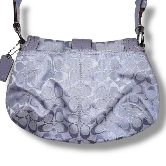 Coach Soho Y2K 1990s Pleated Leather Soufflet Bag Flap Buckle Purple F15203 - Picture 5 of 15